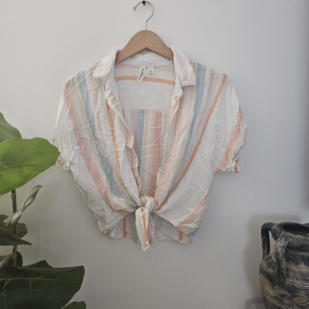Striped Tie-Front Blouse